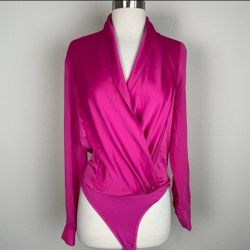 Bebe Pink Long Sleeve Bodysuit NWT Medium