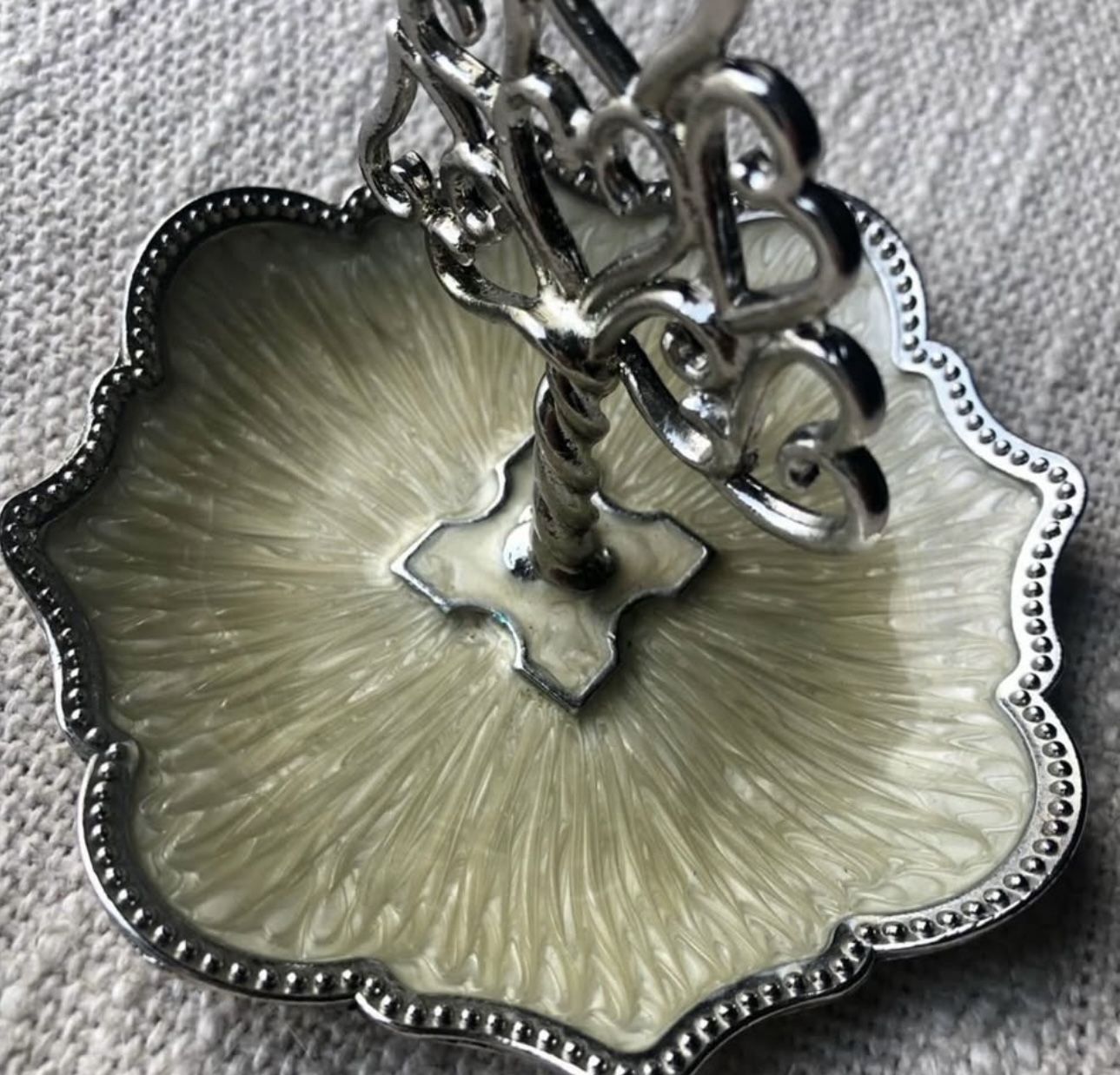 Cynthia Rowley Sweethearts Mini Ring Dish: Chrome & Enamel Jewelry Holder