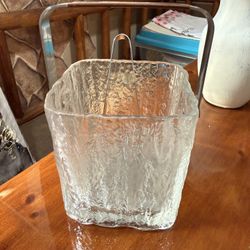 Hoya Textured Glass Ice Bucket W/ Metal Handle