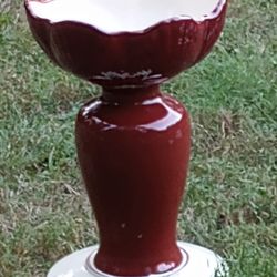 Pretty Black Cherry Red Ceramic Birdbath 🐦🌺🌷🌻🌷 Buy 2 Or 3 Get Free Solar Fountain
