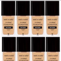 9 Pieces Of Wet n Wild Photo Focus Matte Liquid Foundation Buff Bisque, Vegan & Cruelty-Free