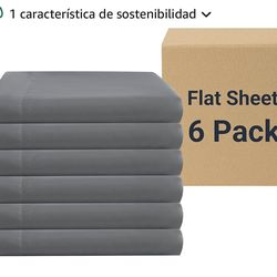 ZPECC Paquete de 6 sábanas planas tamaño King a granel, sábana superior fácil de clasificar por etiqueta codificada por color, tela de microfibra cepi