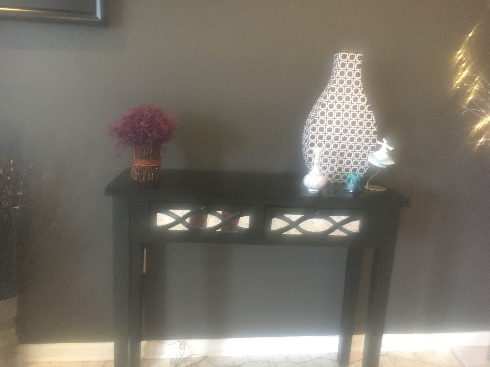 Black mirrored console table