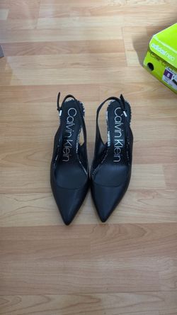 Calvin Klein black leather pointed-toe pump heels - Womens 7.5 - 8