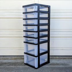 8 level black and clear plastic storage sliding drawer portable tower lightweight storage organizer