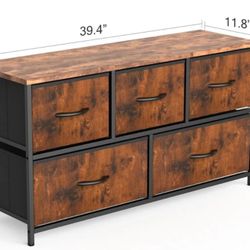 Drawer Fabric Dresser for Bedroom, Chest of Drawer Organizer Storage Cabinet for Closet, Entryway, Rust Brown