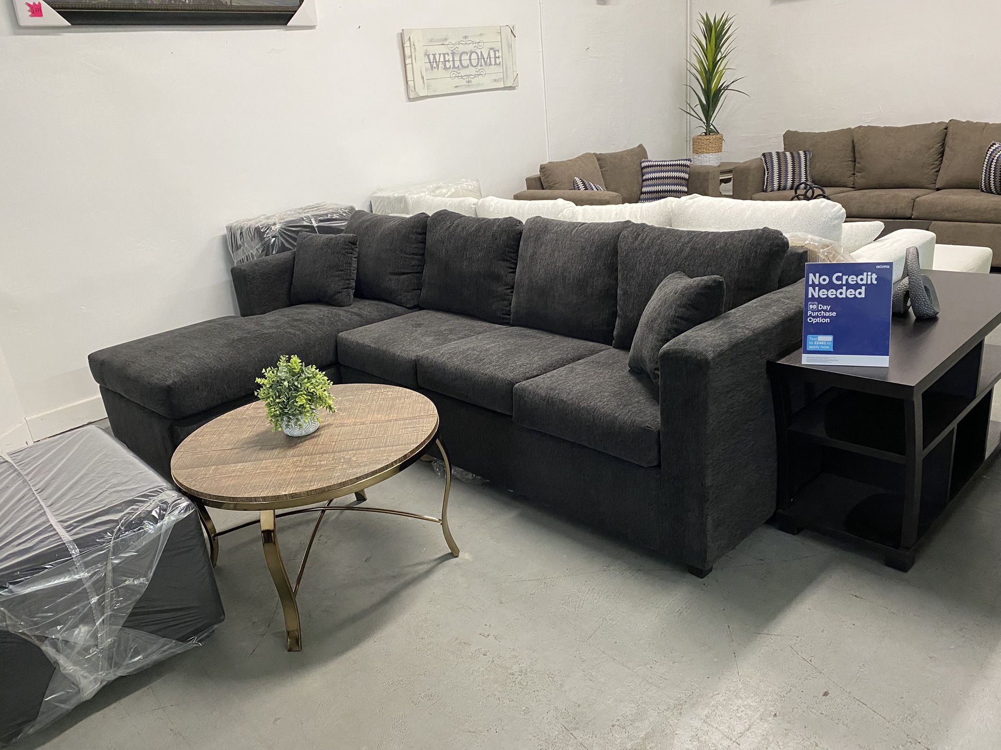 Brand New Grey Sectionals With Free Ottoman