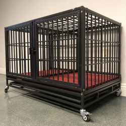 ‼️NEW‼️ 42” Heavy Duty 🐶 Dog Kennel Cage With Wheels 