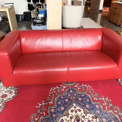 Red leather sofa