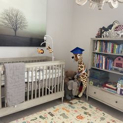 Restoration Hardware Convertible Crib + Bookshelf