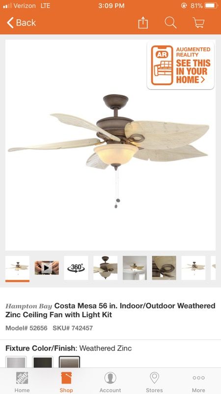 Hampton Bay Costa Mesa 56 Inch Indoor Outdoor Weathered Zinc Ceiling Open In The Appcontinue To Mobile Website