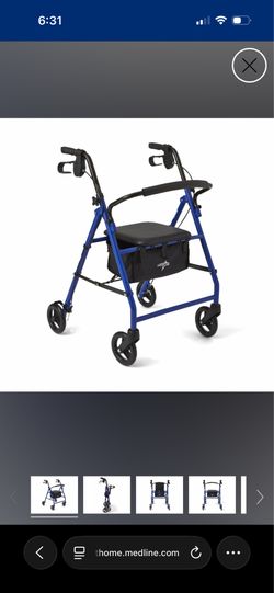 Medline Steel Rollator, Weight Limit 350 lb, Blue, New In Box