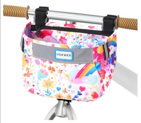 Kids Bike Basket Front for Boys Girls, Waterproof Bicycle Front Basket Handlebar Bag with Reflective Safety Straps, Easy to Install Kids Bike Scooter 