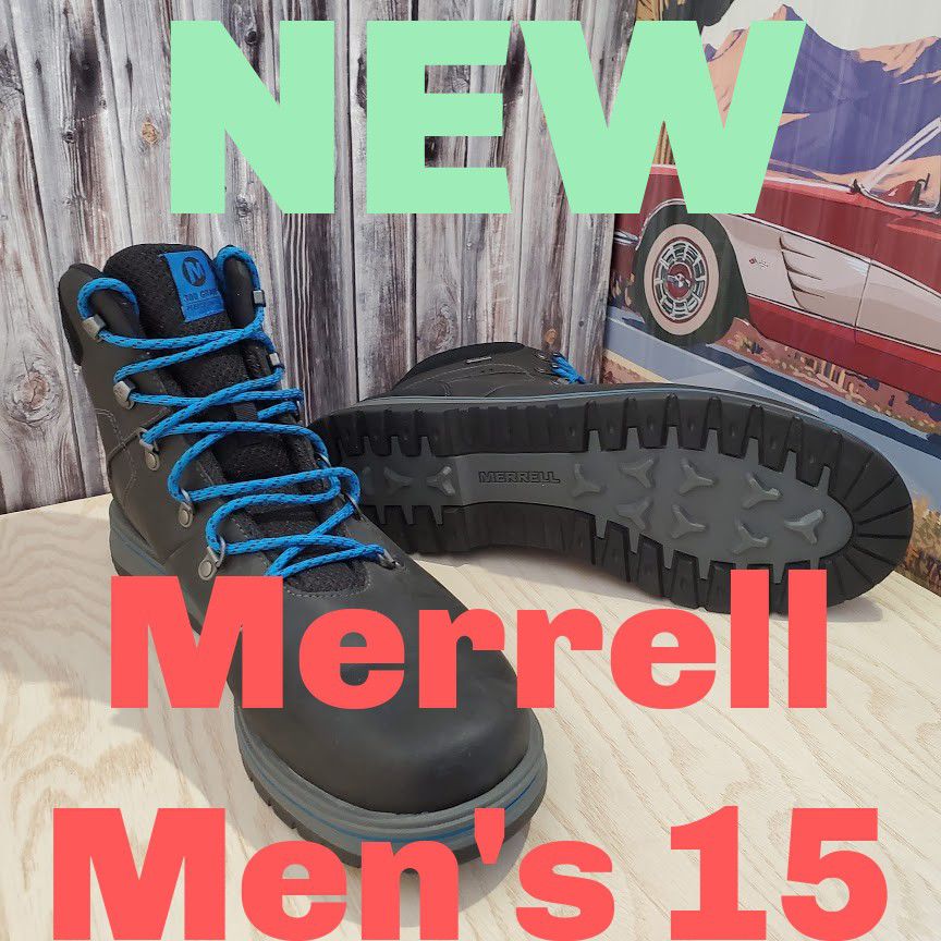 New Merrell Men's 15 Leather  Boots Bounder Tall 300 Gram Select Dry Fleece Lining Camping Hiking 