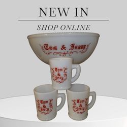 McKee Glass Co, Milk  Glass Punch Bowl Set