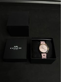 Coach C9579 Libby Watch 34mm Pink Signature Rubber Strap New With Box
