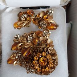 Miriam Haskell Brooch And Earring