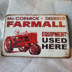 Farmall Tractor Metal Sign 12x8