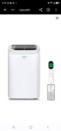 ZAFRO Portable Air Conditioners 12000 BTU (8000 BTU SACC), portable ac units for bedroom with Fan & Dehumidifier, 24H Timer with APP/Remote/Timer/LED 