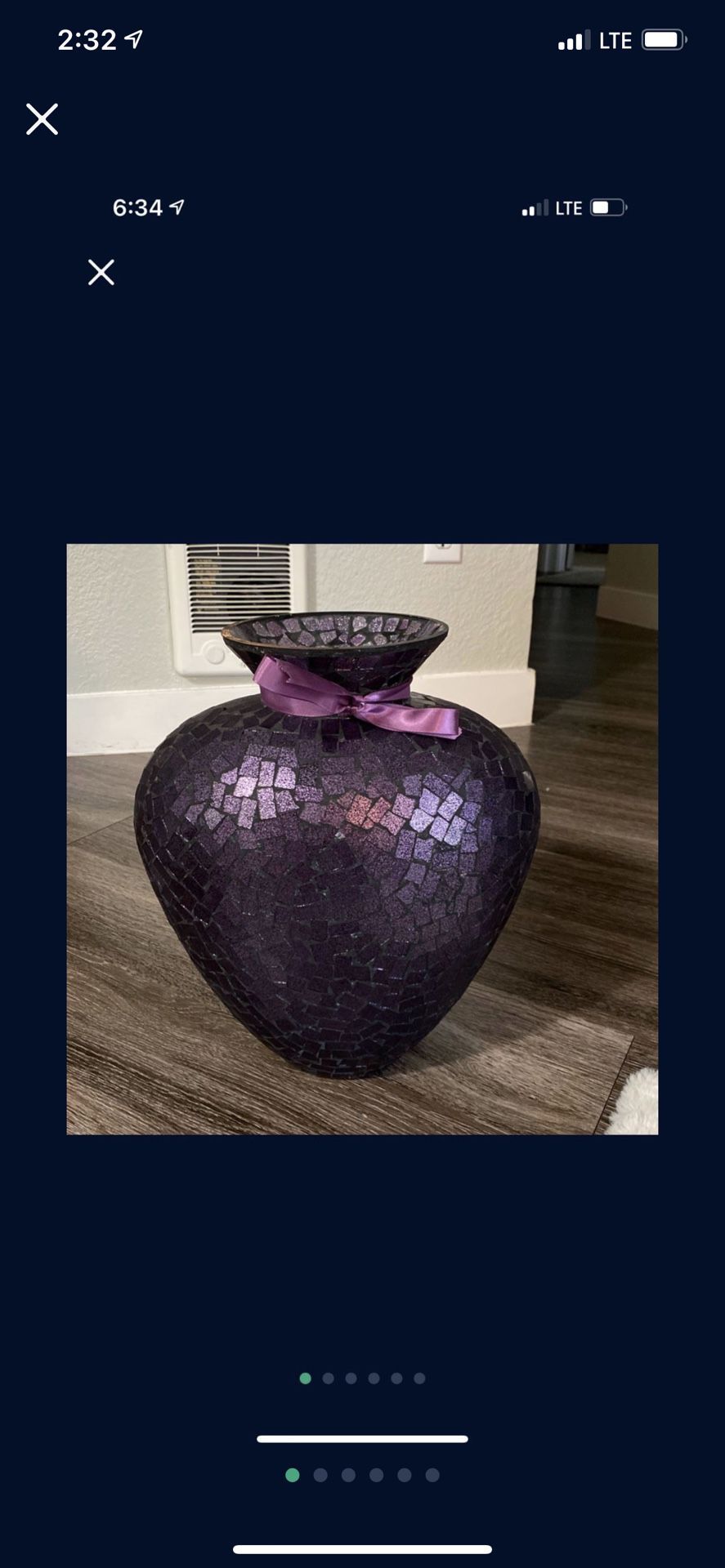 Debi Lilly Purple Mosaic Heart Vase Large