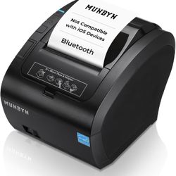 MUNBYN Bluetooth Thermal Receipt Printer P047, 80mm POS Printer, Thermal Printer with USB Serial Ethernet, Bluetooth, Support Android Windows PC  Orig
