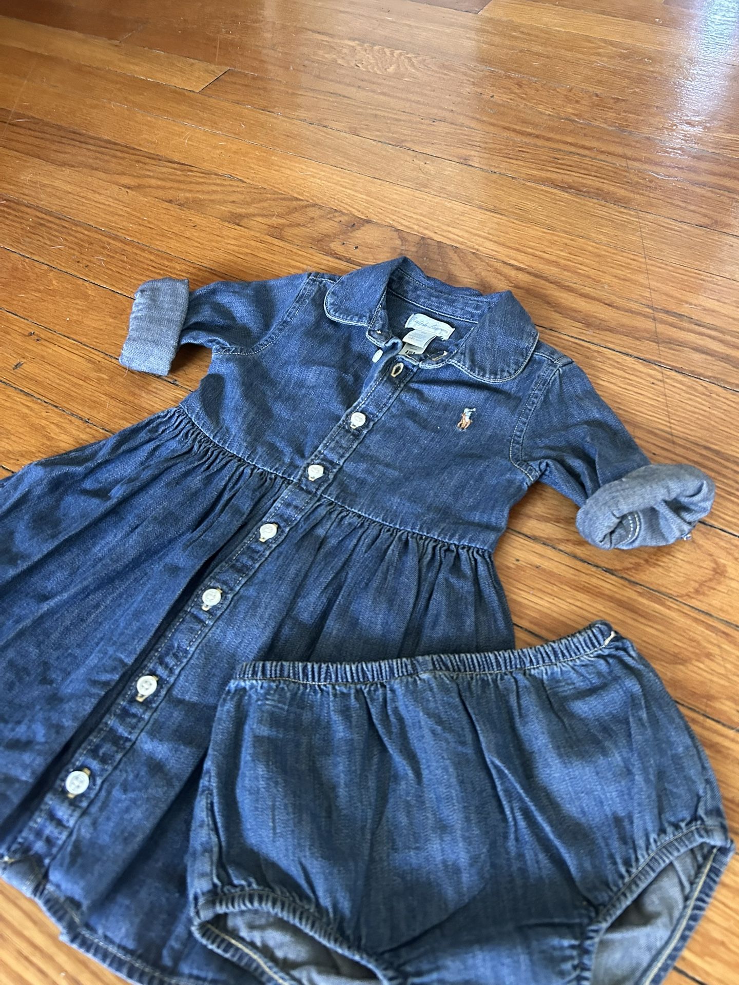 Polo Ralph Lauren denim dress with matching bloomers #PoloRalphLauren #DenimDress