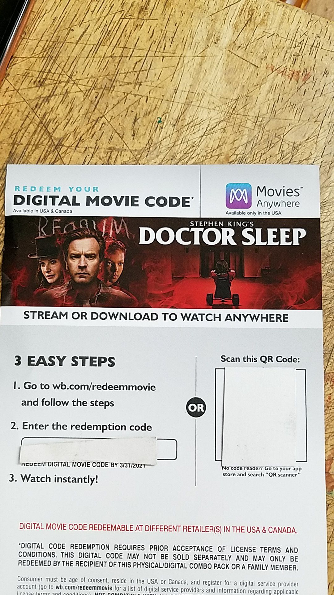 Doctor sleep digital movie code