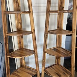 Pair Of Wood Corner Shelves 