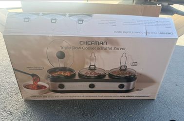 Chefman Stainless Steel Triple Slow Cooker & Buffet Server