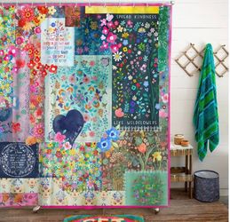 Brand new still in package Patchwork shower curtain