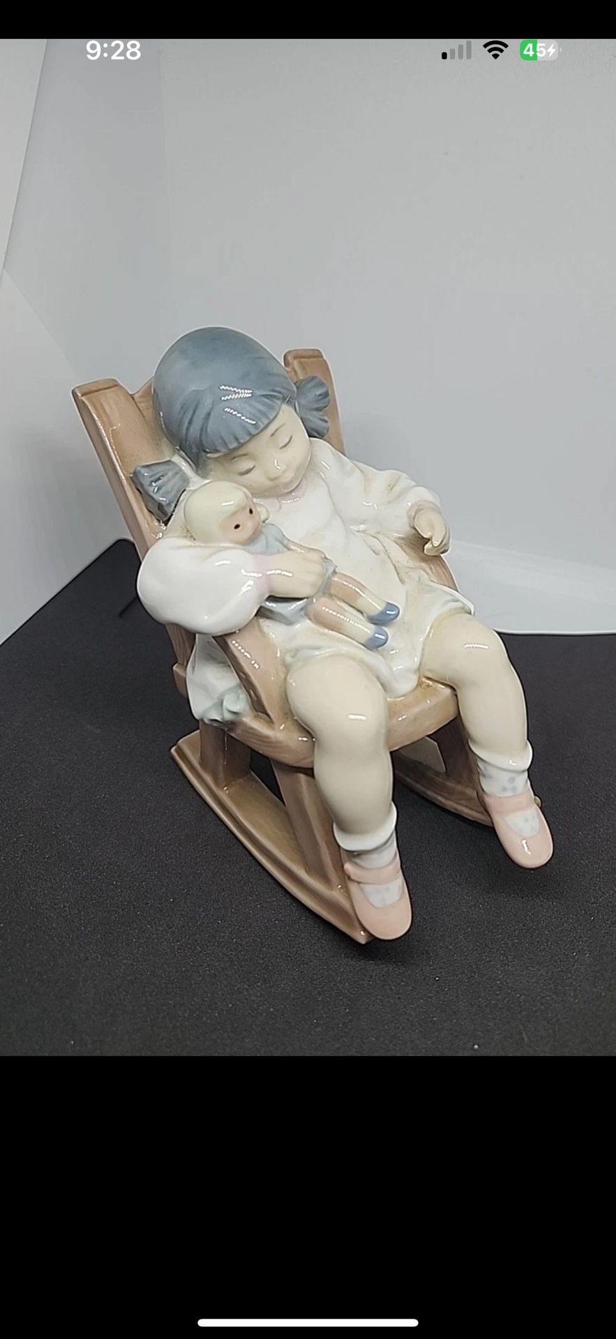 Lladro Porcelain Figurine #5448 Naptime Girl Asleep in Rocking Chair 
