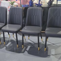 DINING CHAIR BLACK FAUX LEATHER