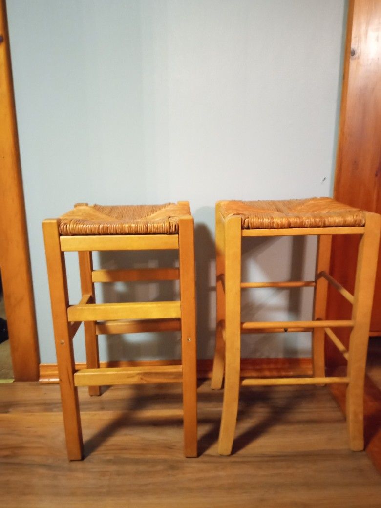 Stools Wood and Wicker