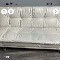 70 Inch White Lather Nice And Clean Couch 