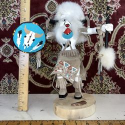 Buffalo Warrior Kachina Doll Navajo Tribe Hand Made 