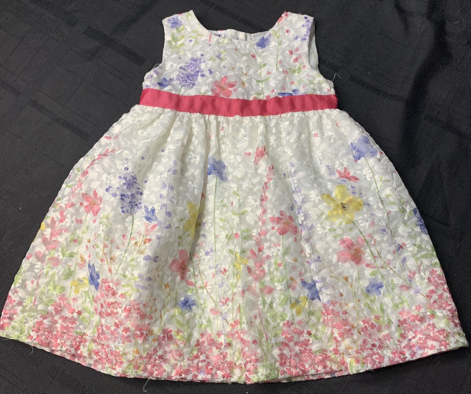 Beautiful Blueberi Boulevard Toddler girl 18 month embroidered Floral dress with pink shrug