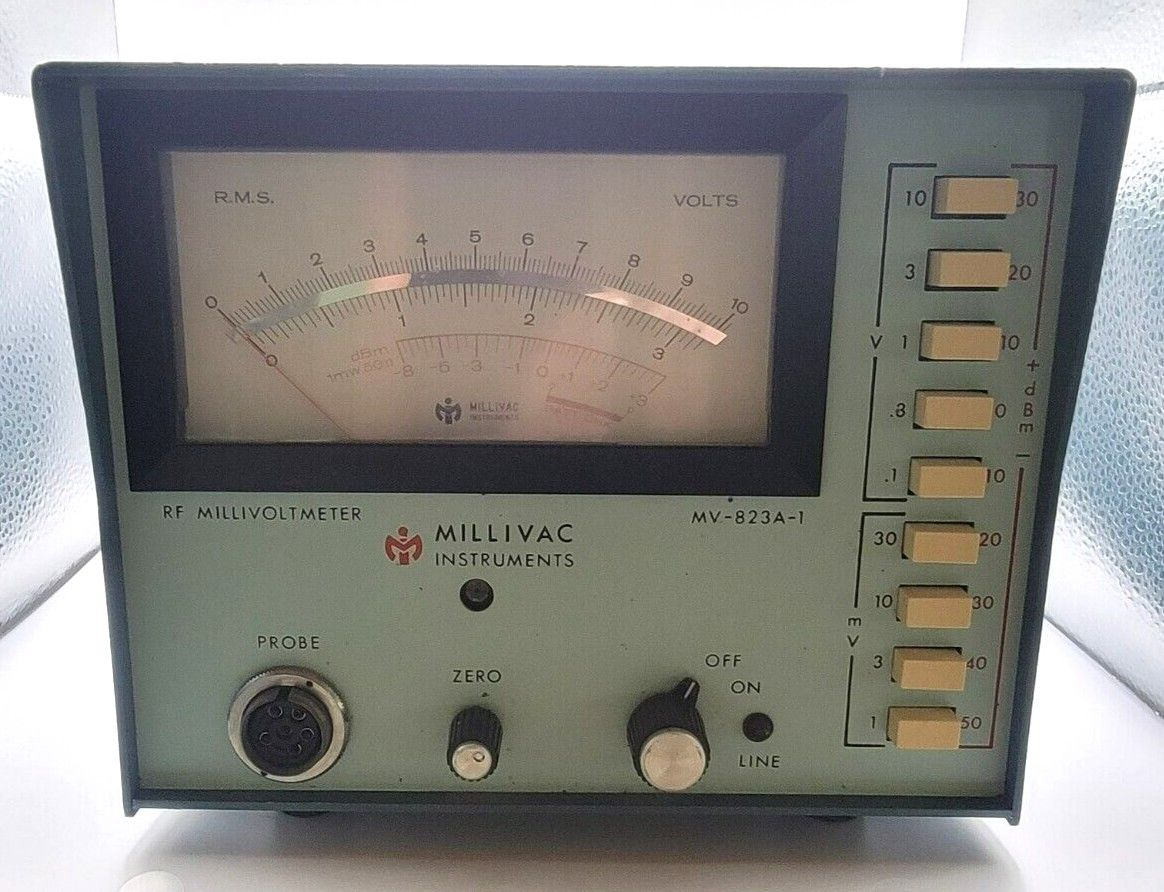 RF Millivoltmeter Millivac Instruments Model MV-823A-1 (Untested Surplus)