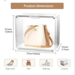 BYCY Clear Purse Storage Organizer for Closet, 3 Pack Handbag Storage Box Acrylic