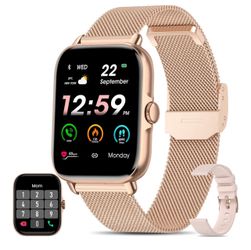 Da Fit Y22 Gold and Pink Smart Watches for Women/Men, Smart Watch for Android Phones and iPhone Compatible, Alexa Built-in, 1.7" Fitness Watches for W