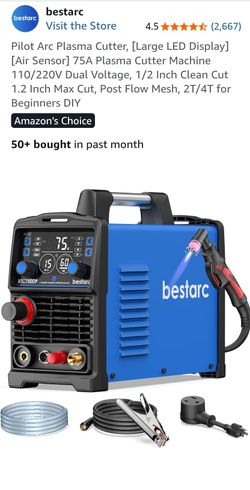 Brand new - Pilot Arc Plasma Cutter, [Large LED Display][Air Sensor] 75A Plasma Cutter Machine 110/220V Dual Voltage, 1/2 Inch Clean Cut 1.2 Inch Max 