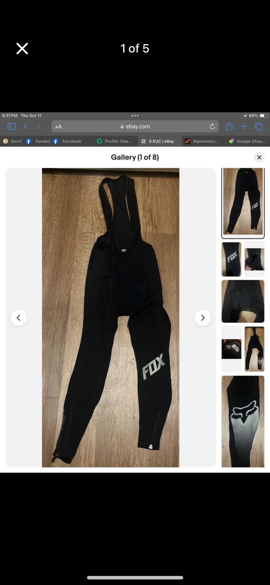 Fox Racing Evolution Bib Full Liner Black Sz medium cycling
