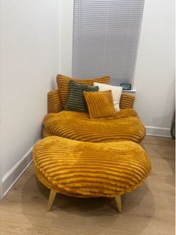 Upholstered Couch With Ottoman