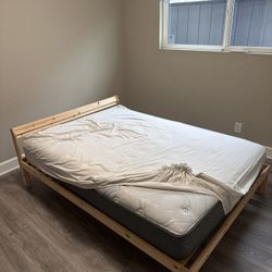 (Full-size) Wooden Bed frame with Mattress 