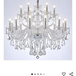 Clear 18 Lights K9 Crystal Chandelier,Chandeliers for Dining Room,Bedroom,Living Room, Candle Pendant Lamp Ceiling Lighting, 39 inch x32 Inch (Color: 