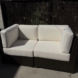 Brand New Brown Patio Wicker Lounge Chairs w/Off White Cushions