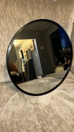 Round Wall Mirror with Black Frame