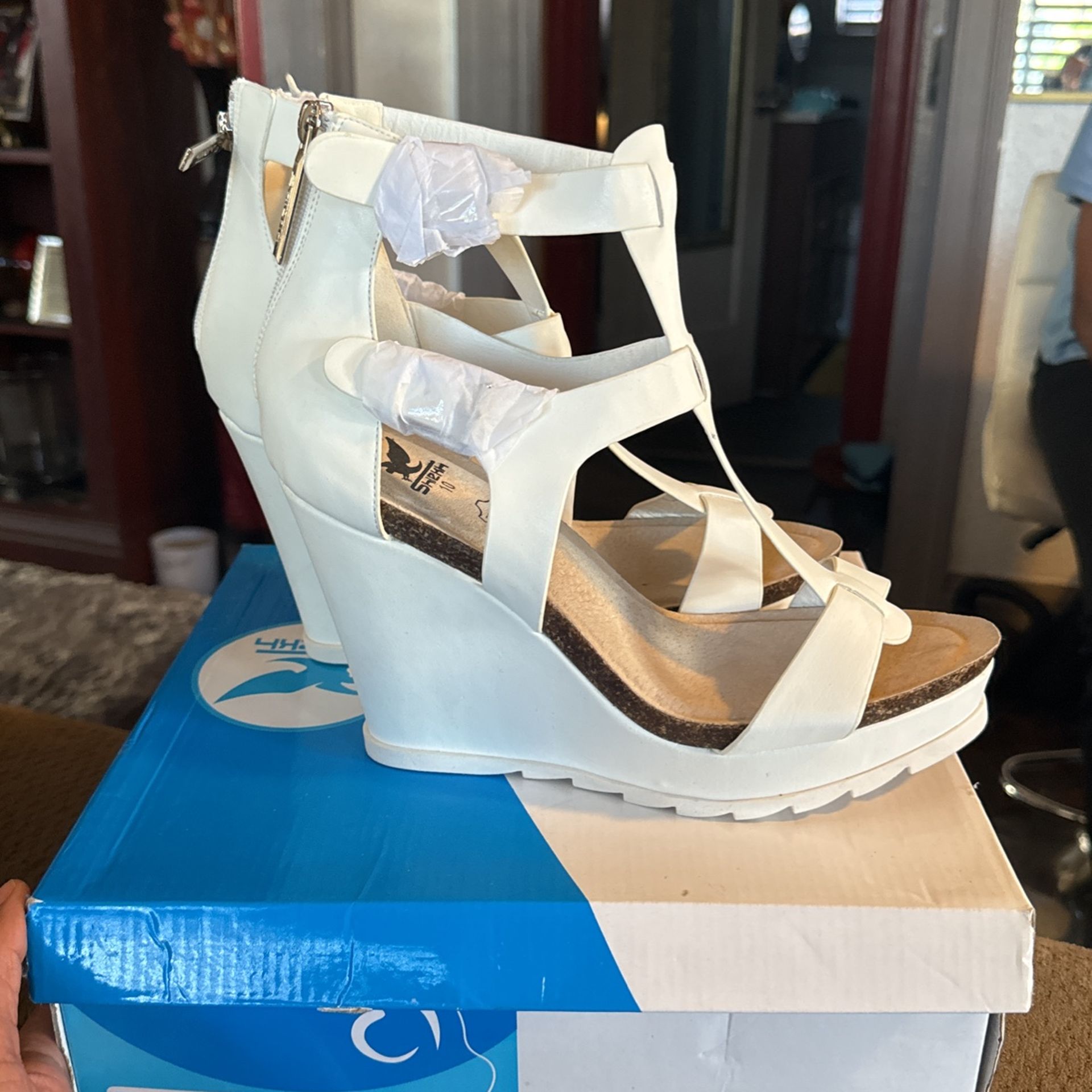 White Wedge Heels