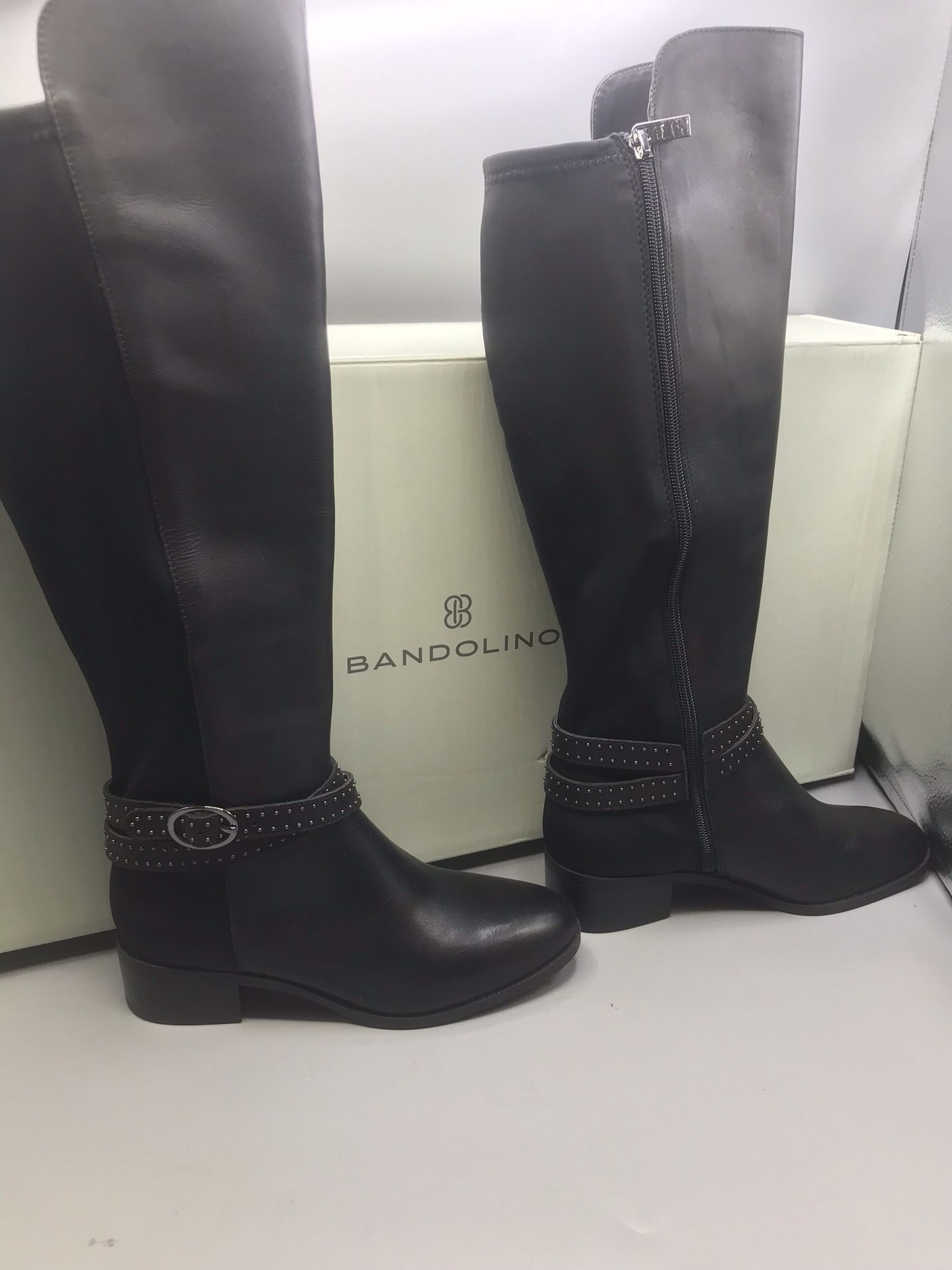 Bandolino Brbryices Women’s Black Tall Leather Knee Hi Boots Size 5.5