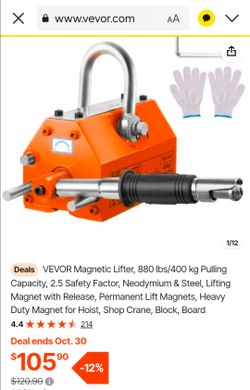 VEVOR Magnetic Lifter 880 lbs / 400 kg