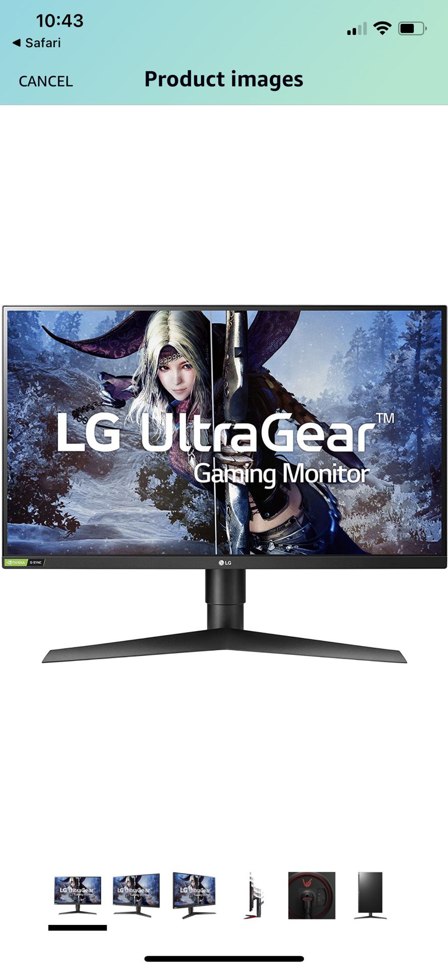 LG 27” UltraGear QHD Gaming Monitor 1ms 27GL83A